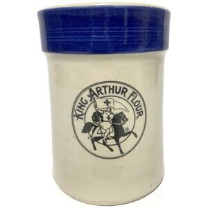 King Arthur Flour Crock Canister Blue Made In USA by Great Bay Pottery 2019